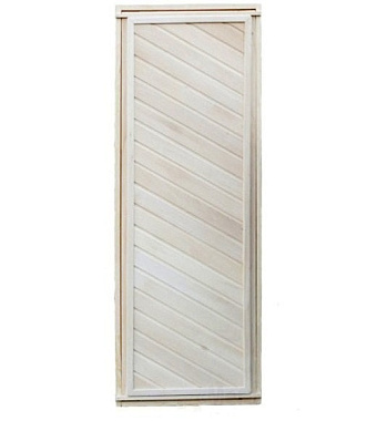 Дверь Банные штучки глухая диагональная, липа, коробка из сосны, с ручками и петлями 1,9*0,7 м 03684