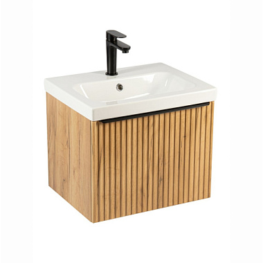 Тумба Eva Gold Tai 50 подвесная дуб вотан к умывальнику Фостер 500/Fest 50/Como 50