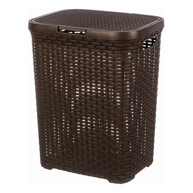 Корзина для белья ВиолетПласт Ротанг с крышкой коричневая 60 л 346*445*560 мм 186001