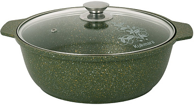 Кастрюля-жаровня Kukmara Trendy style Malachite антипригарная со стеклянной крышкой 4 л ж41tsml