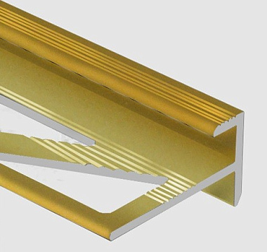 Профиль Cezar F-образный лестничный алюминий песок матовый 10 мм*2,7 м PV53-12 2613SAM