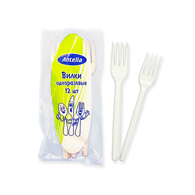 Вилка Антелла белая 12 шт 04253