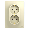 Розетка Schneider Electric Glossa двойная с заземлением в сборе бежевый GSL000224