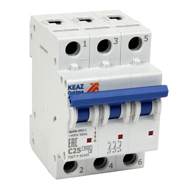 Выключатель КЭАЗ OptiDin BM63-3C25-УХЛ3 Новый автоматический модульный 260794
