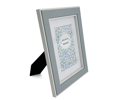 Фоторамка декоративная МДФ с кожаной отделкой со стеклом пепельно-синий 10*15/15*20 см 4630270085580