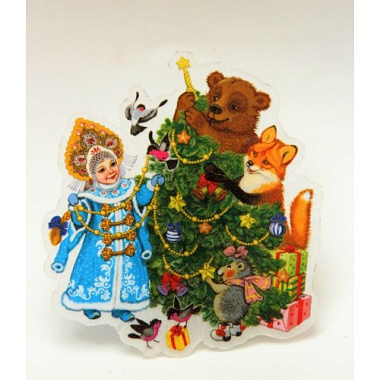 Украшение новогоднее Снегурочка и зверята 11,5*11,5*3 см 42205