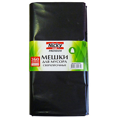 Мешки для мусора Nicky Home Premium 360 л 3 шт LDPE 85 мкм 24740