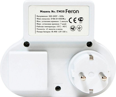 Розетка Feron с таймером недельная 3500W/16A 230V TM25 23236