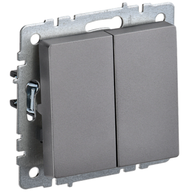 Выключатель IEK Brite ВС10-2-0-БрС BR-V20-0-10-K46 двухклавишный сталь 10А