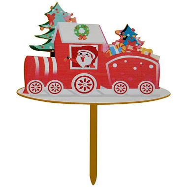 Топпер для украшения Мультидом Новогодний паровоз 10*15,5 см VL2-344