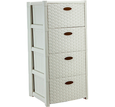 Комод Idea Стиль Ротанг 4 секции Белый ротанг М 2736