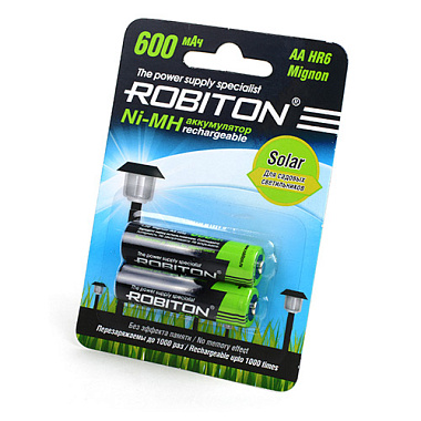 Аккумуляторы Robiton R6 AA Ni-Mh 600 mAh Solar бл.2 шт***