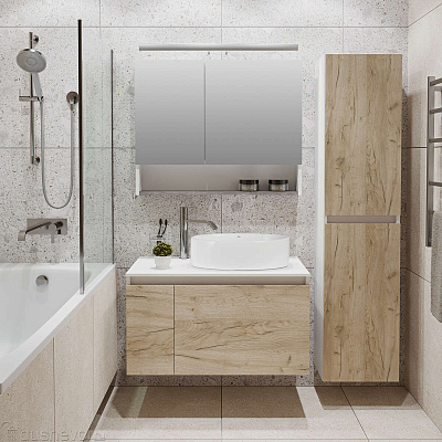 Тумба Runo Бари 80 подвесная крафт дуб *