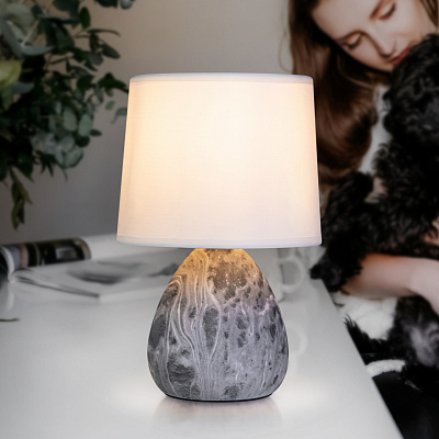 Лампа настольная Rivoli Damaris с абажуром керамика черно-белая 1*Е14 40 Вт 7037-501***