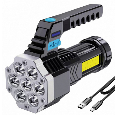 Фонарь Ultraflash LED53404 ручной акк 4V 0.7Ah 7св/д COB 3W пластик черный 4 режима USB бокс 851465