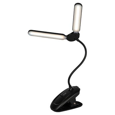 Светильник настольный Эра NLED-512-6W-BK светодиодный аккумуляторный на прищепке черный