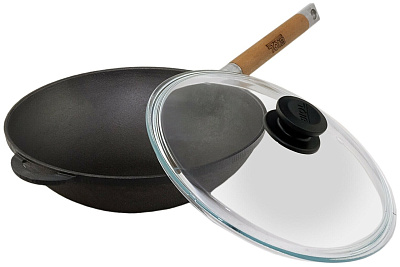 Вок Биол чугун съемная ручка стекл крышка 26см 1526С