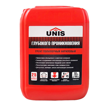 Грунт Юнис глубокого проникновения прозрачный 10 л