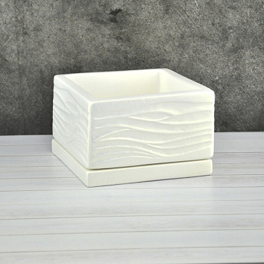 Горшок Сады Аурики Кубик волна низкий белый 12*12*9 см NK14/6 652006