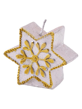 Новогодняя свеча Серебряная звездочка из парафина 6.7*3*5.8 см 78310**