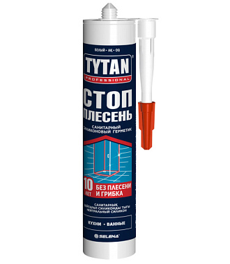 Герметик Tytan Professional Стоп плесень силиконовый санитарный нейтральный белый 280 мл 43280