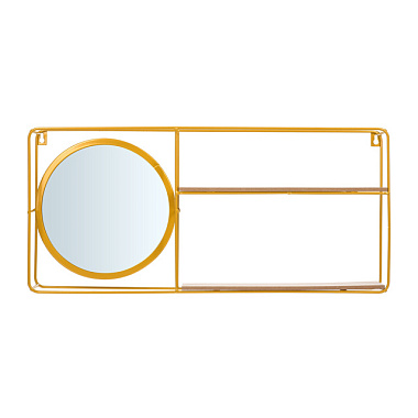 Полка-зеркало Qwerty Прямоугольник подвесная золото 55,5*9*25,5 см 73864***