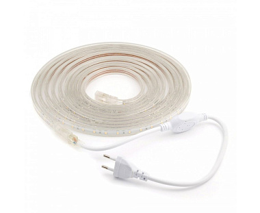 Комплект Apeyron 3528/2835 Лента св/д+шнур пит. 220В 4.8В/м 60 Led/м IP44 6000K 300 Лм/м 5м 6K 10-04
