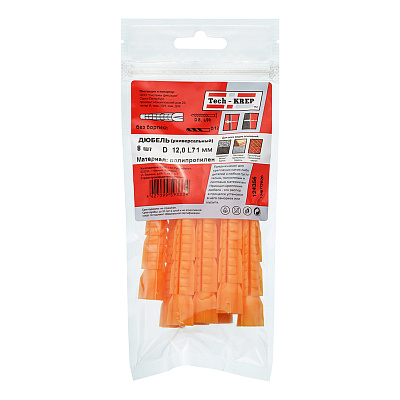 Дюбель Tech-Krep универсальный без бортика 12*71 пакет 8 шт 124355
