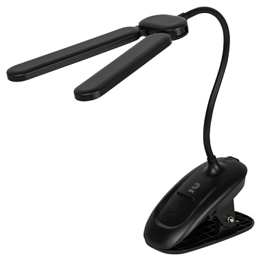 Светильник настольный Эра NLED-512-6W-BK светодиодный аккумуляторный на прищепке черный