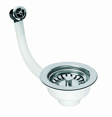 Выпуск Nova Plastik для сифона 3 1/2" с круглым переливом латун. винт 45 мм для кер. мойки 1038