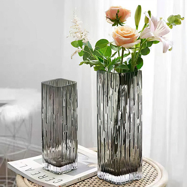 Ваза стеклянная серый D10*H30 см 4630270060440 
