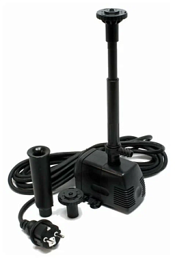 Насос фонтанный для пруда 1000л/ч h 1,6 м 22 Вт кабель 7 м насадки 3 шт HJ-1143