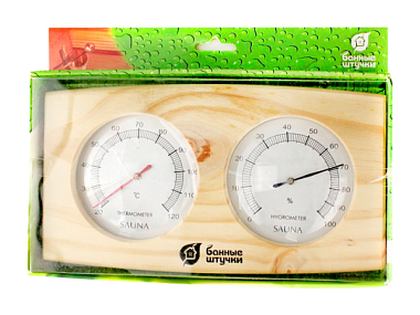 Термометр с гигрометром Банные штучки Банная станция для бани и сауны 24,5*13,5*3 см /4 18024