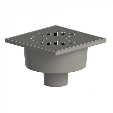 Трап пластик нерж решетка прямой 15*15 см диаметр 50 мм МР-У ИС.110455