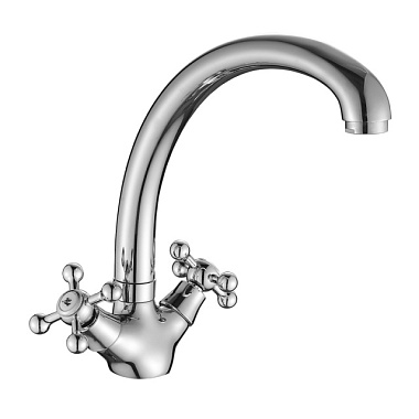 Смеситель Decoroom для кухни двуручный с поворотным изливом хром DR54029