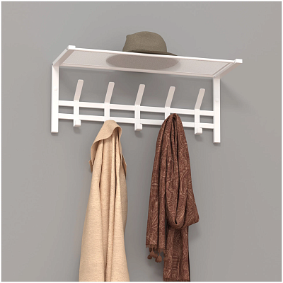 Вешалка с полкой ЗМИ Торонто 21 5 крючков 67*27*27 см белый ВСПТ21 Б***