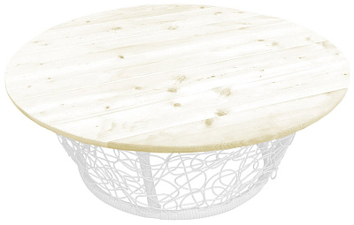 Стол Папасан с ротангом круглый белый 19040100*