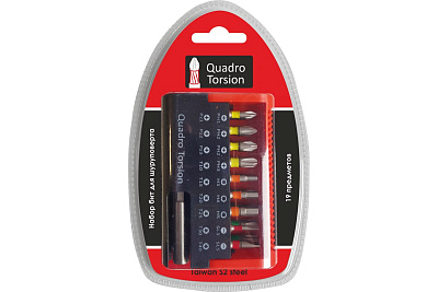 Набор бит Quadro Torsion 19 шт. Ph/Pz/шестигр./Torx/шлиц 3,5*25 м/держатель  490019