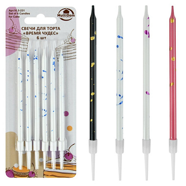 Свечи для торта Мультидом Время чудес 10,5 см 6 шт VL5-231