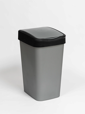 Ведро Violet Tandem для мусора с подвижной крышкой сер.металлик/черный 10 л 841058