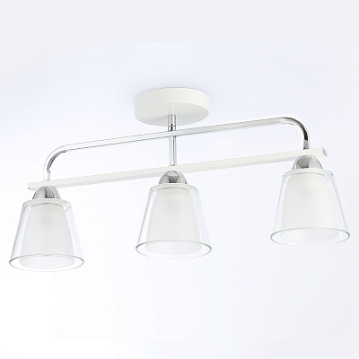 Люстра Ambrella TR303233/3 WH/CH/CL/FR бел/хром/про/бел мат E27*3 max 60W 550*120*250**