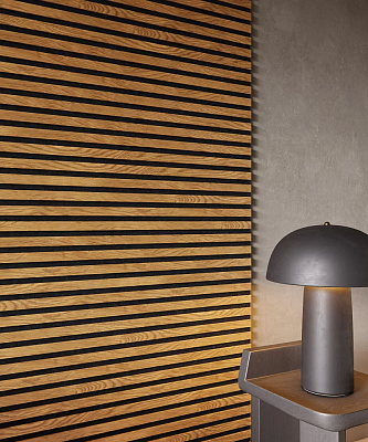 Панель Artiva гибкая акустическая черный войлок/рейки МДФ дуб золотой/п3 2750*600*9 мм/25*6 мм