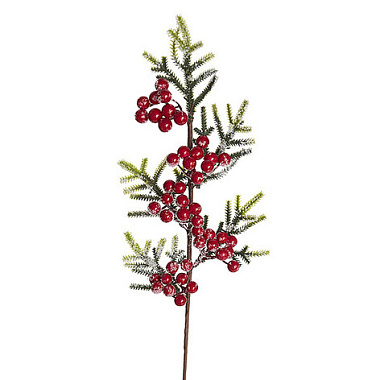 Ветка еловая Holiday Classics с гроздьями красных ягод 55 см FS4113
