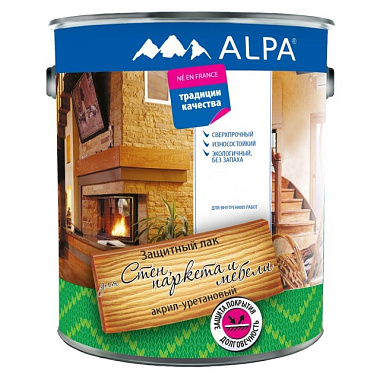 Лак Alpa акрил-уретановый для стен, паркета и мебели полуматовый 2,5 л 2,65 кг