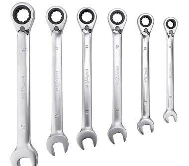 Набор ключей AV Steel комбинированных трещоточных с реверсом 8-7 мм 6 предметов AV-035160