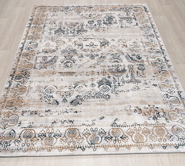 Ковер Белла Прямоугольник 1,6*3 м D008A CREAM SHIRINK/BLUE FDY