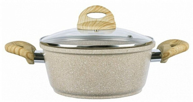 Кастрюля Традиция Ваниль антипригарная литая стекл крышка 2,0л ТВ5223