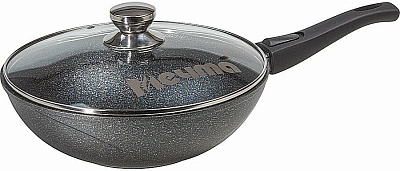 Сковорода Вок Гранит star несъемная ручка и стекл.крышка 28 см С78803