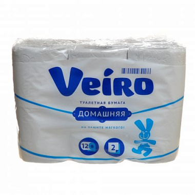 Бумага туалетная Linia Veiro Домашняя двухслойная белая 12 шт 