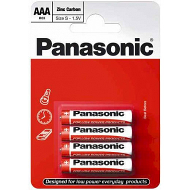 Батарейка солевая Panasonic R03 (AAA) Zinc Carbon 1.5В бл/4